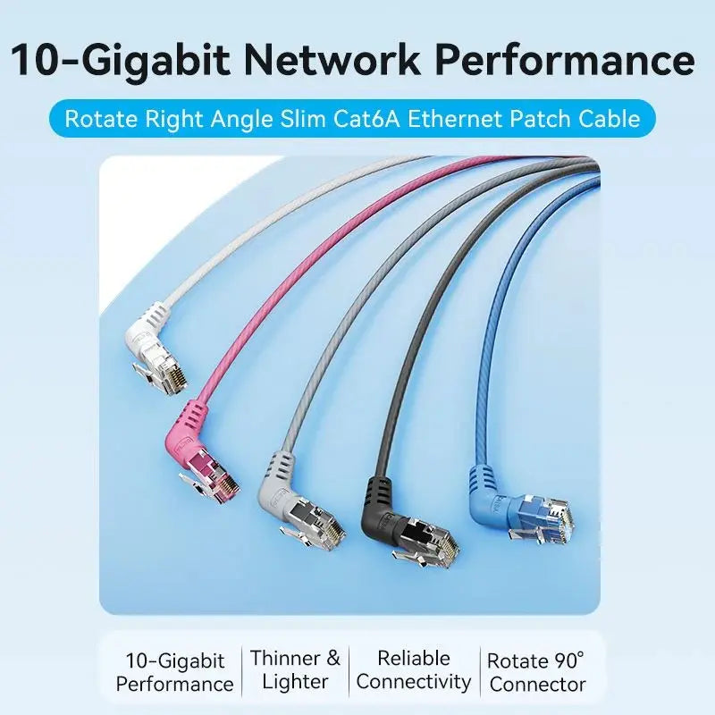 Cable Red Angulo Recto Rotacion Utp Cat6a Rosa 0,5m Vention