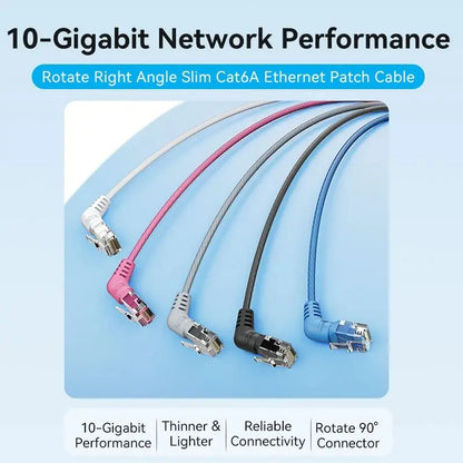 Cable Red Angulo Recto Rotacion Utp Cat6a Rosa 0,5m Vention