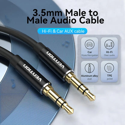 Cable Audio 1 M Stereo Aux Mini Plug 3,5 Jack Azul Vention