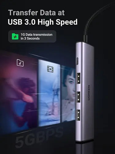 Hub Multipuerto Usb A Usb 3,0 X4 Usb-c Aluminio Ugreen