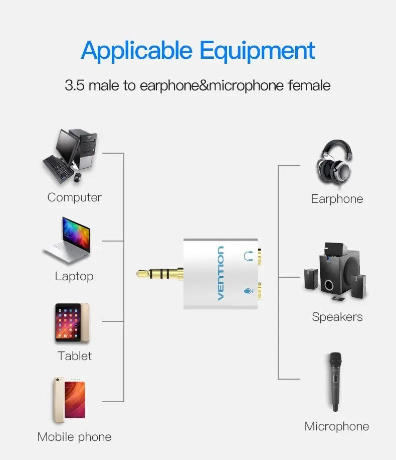 Adaptador 2 Auriculares A Una Salida Mini Plug 3,5 Vention