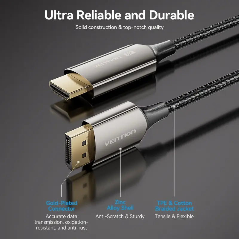 Cable Display Port A Hdmi 2,1 Gamer 8k 4k Hdr 1,8 M Vention