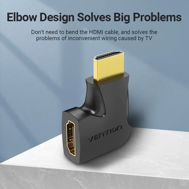 Adaptador X2 Hdmi Macho A Hembra Codo 90° Vertical Vention