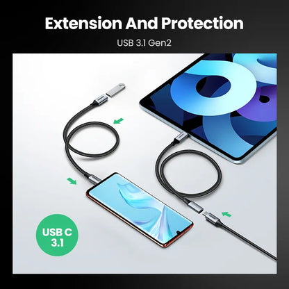 Cable Extensor Usb C A Usb C Hembra 4k Gen2 10gbps 1m Ugreen Gris Oscuro
