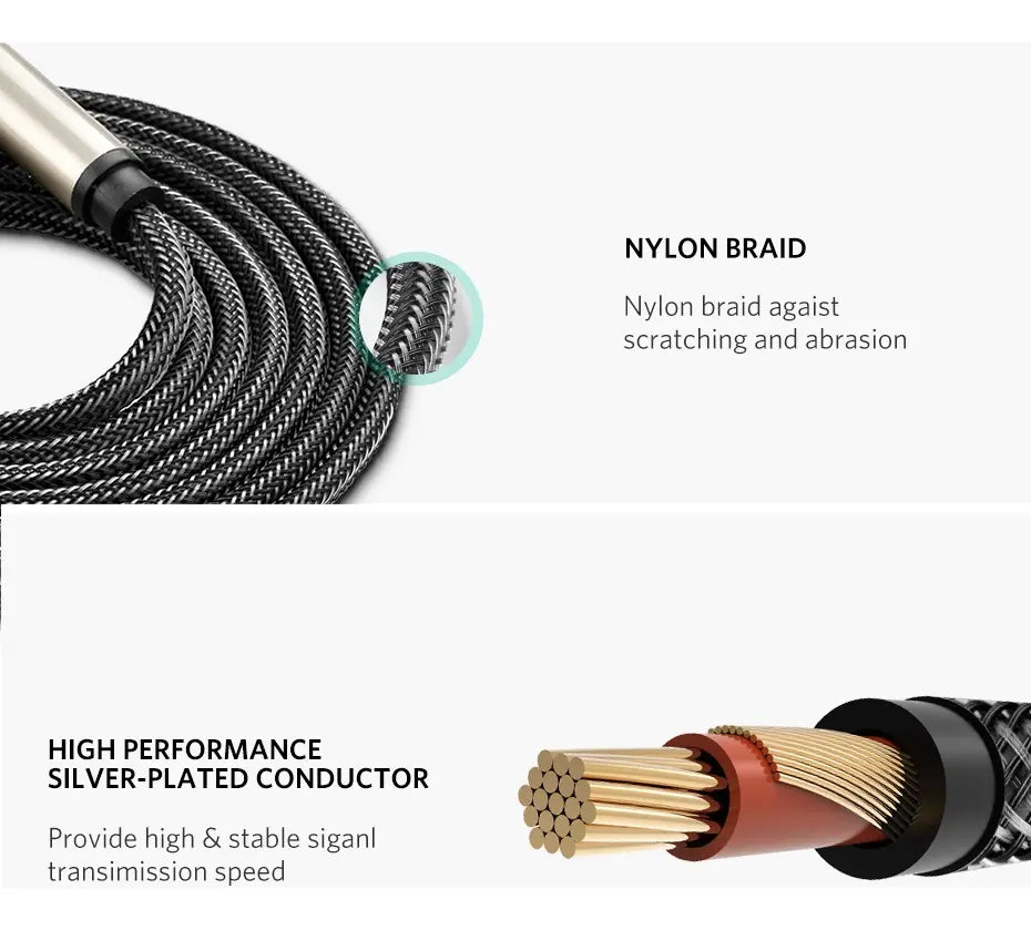 Cable De Audio Stereo Aux 3,5 A 6,5 Macho Gris 1m Ugreen