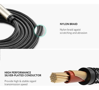 Cable De Audio Stereo Aux 3,5 A 6,5 Macho Gris 1m Ugreen