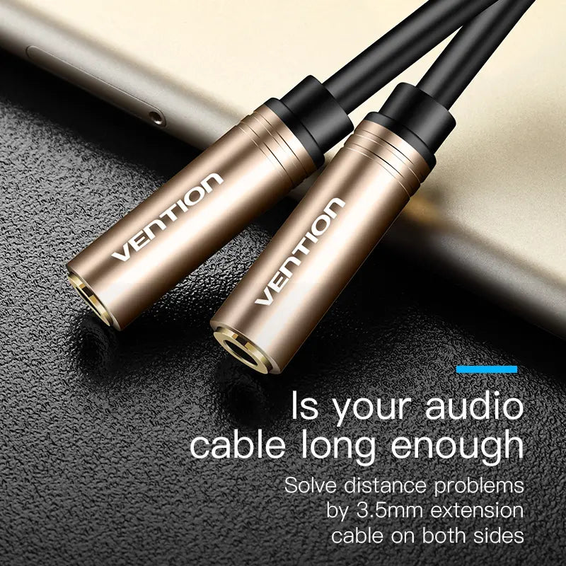 Adaptador Audio Plug 3,5 Hembra A Hembra 0,30 Metros Vention