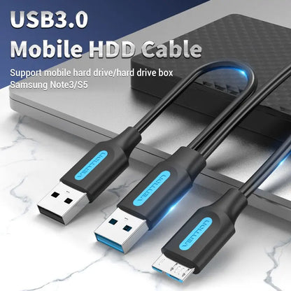 Cable Usb 3,0 A Micro B 0,25m Disco Rigido Externo Vention Negro
