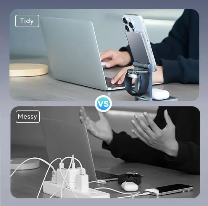 Cargador Inalámbrico 3 En 1 15 W Con Magsafe Gris Vention Gris