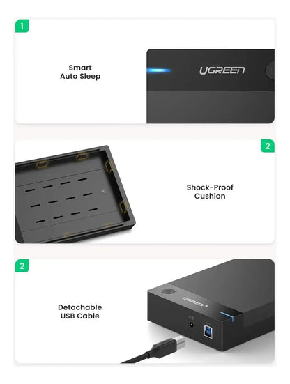 Carry Disk Disco Externo Hdd 3,5 Ssd Sata A Usb-b 3,0 Ugreen