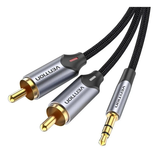 Cable Trenzado Adaptador De Aux 3,5mm A 2 Rca 3m Vention