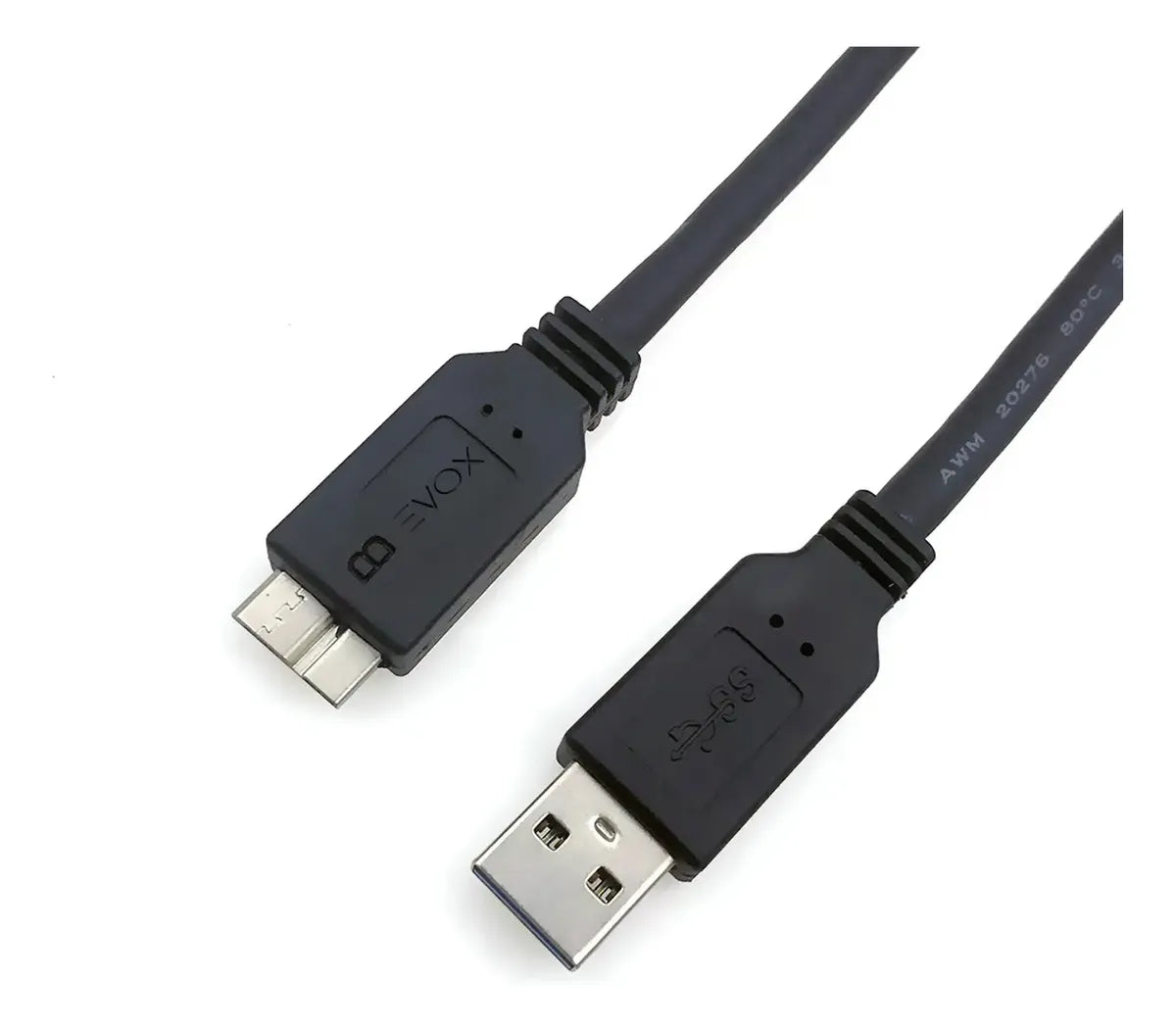 Cable Usb 3,0 A Micro B Evox 1m Pc Disco Rigido Externo Negro