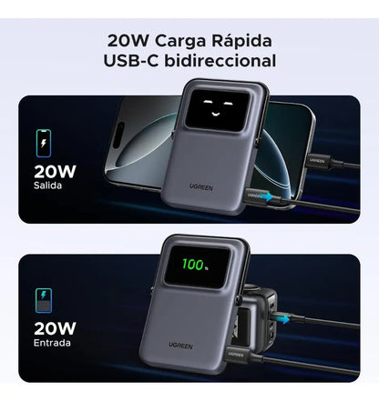 Power Bank Magnetico Cargador Portatil Usb C 5000mah Ugreen Gris