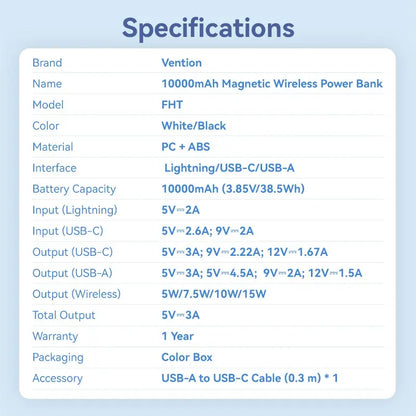 Power Bank Portatil Magnetico Cargador 10000mah Vention
