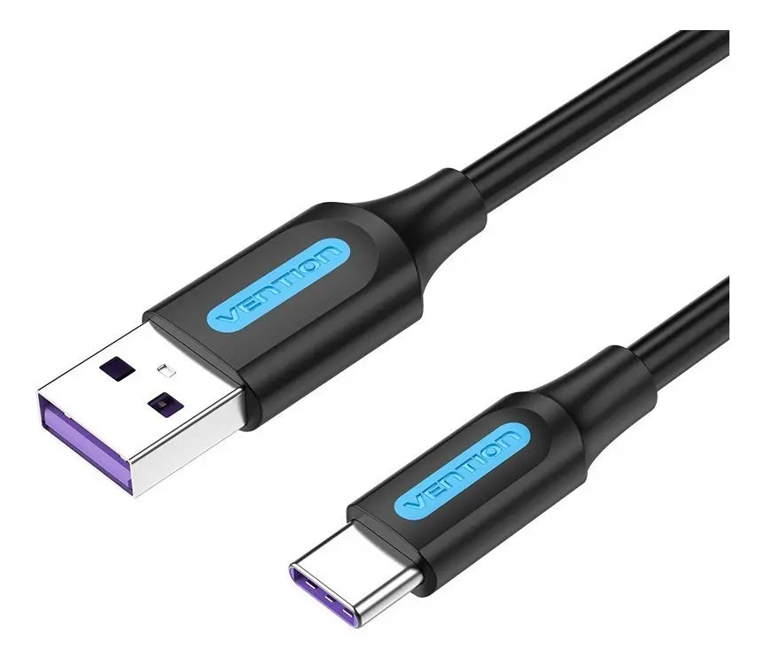 Cable Carga Datos Celular Usb 2,0 A Usb-c 5a 0,25m Vention Negro