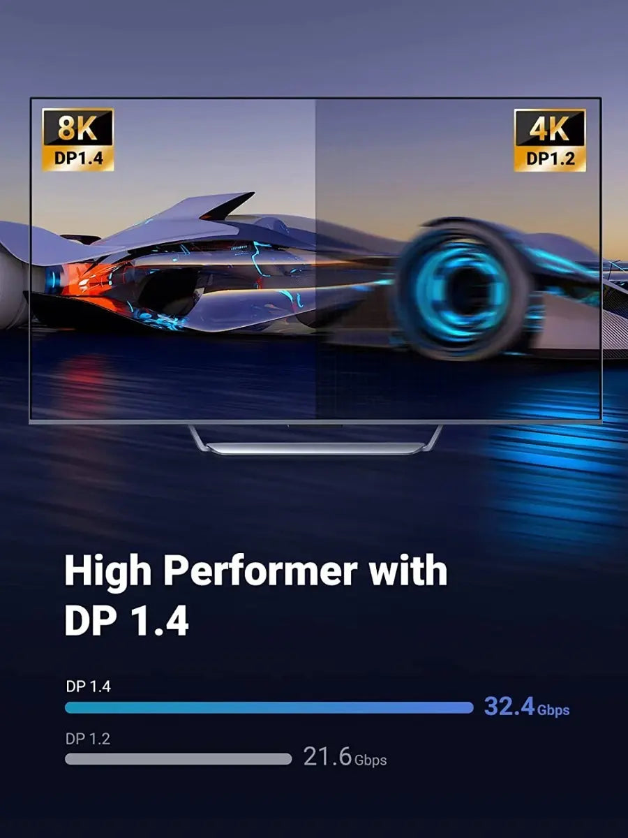 Cable Display Port 1,4 Gamer 8k 60hz 4k Hdr 3d 1,5m Ugreen Negro