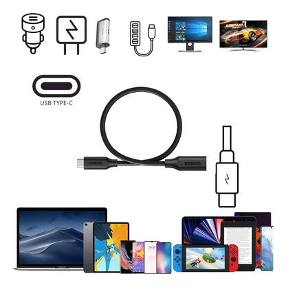 Cable Extensor Usb C Macho A Hembra Adaptador 4k 0,5m Ugreen Negro - 50cm