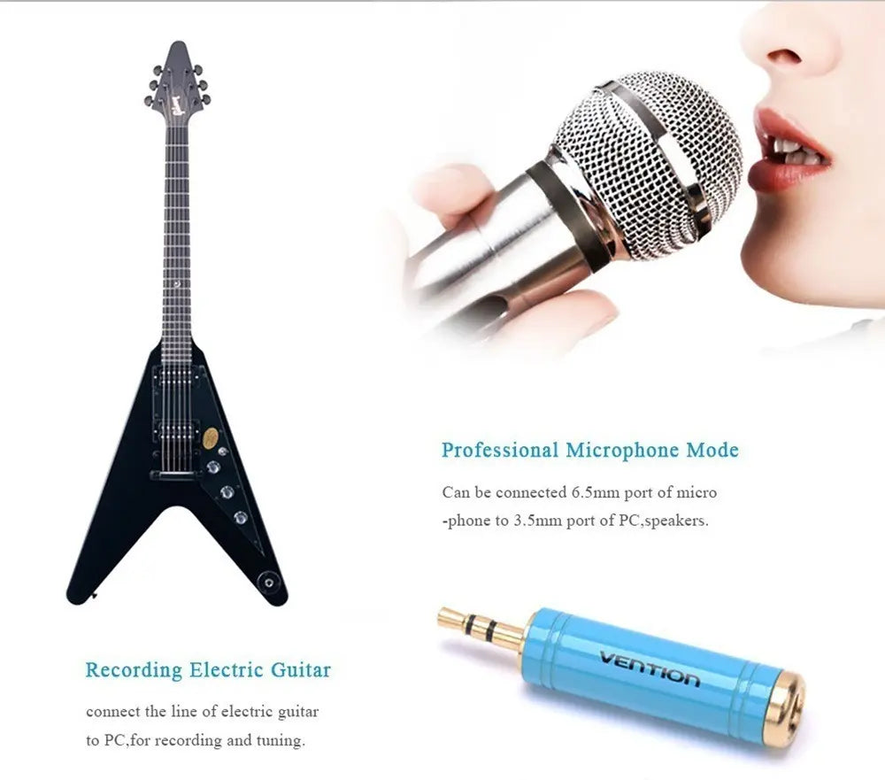 Adaptador Audio Jack 3,5mm Macho A 6,5mm Hembra - Vention
