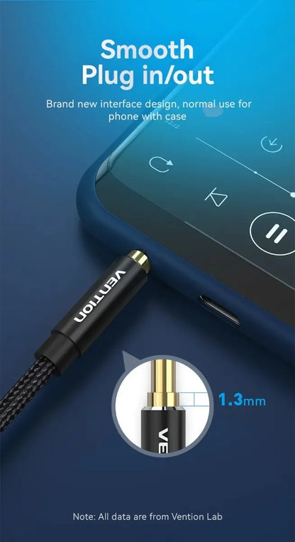 Cable De Audio Aux Jack 3,5mm Estereo Trenzado 2m Vention