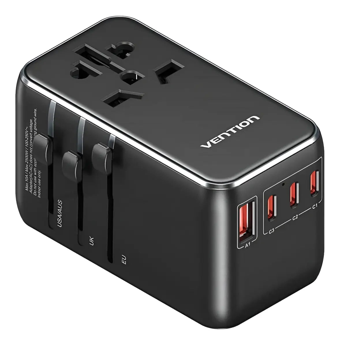 Cargador Pared Universal Usb Celular Pc 120w Bivolt Vention Negro