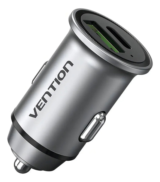 Cargador De Celular Para Auto Usb-c Usb 18w 20w Mfi Vention Gris Oscuro