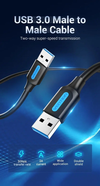 Cable Alargador Usb 3,0 Macho A Usb Macho 1,5 M Vention Negro