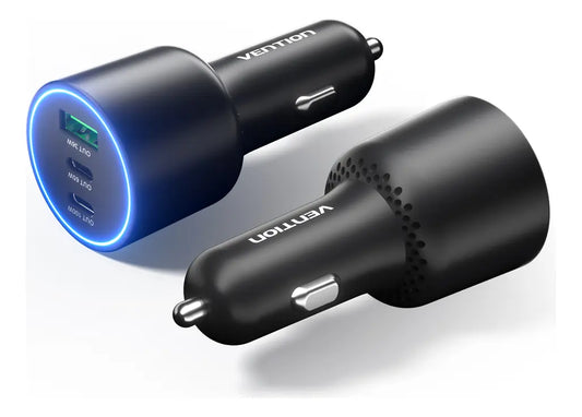 Cargador De Auto Rapido Usb C 3 Puertos 165w Celular Vention Plateado