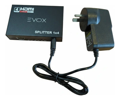 Splitter Hdmi 1x4 1080p Activo Con Fuente Evox