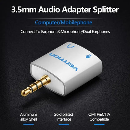 Adaptador Jack 3,5 Mm A Audio Y Microfono Auricular Vention