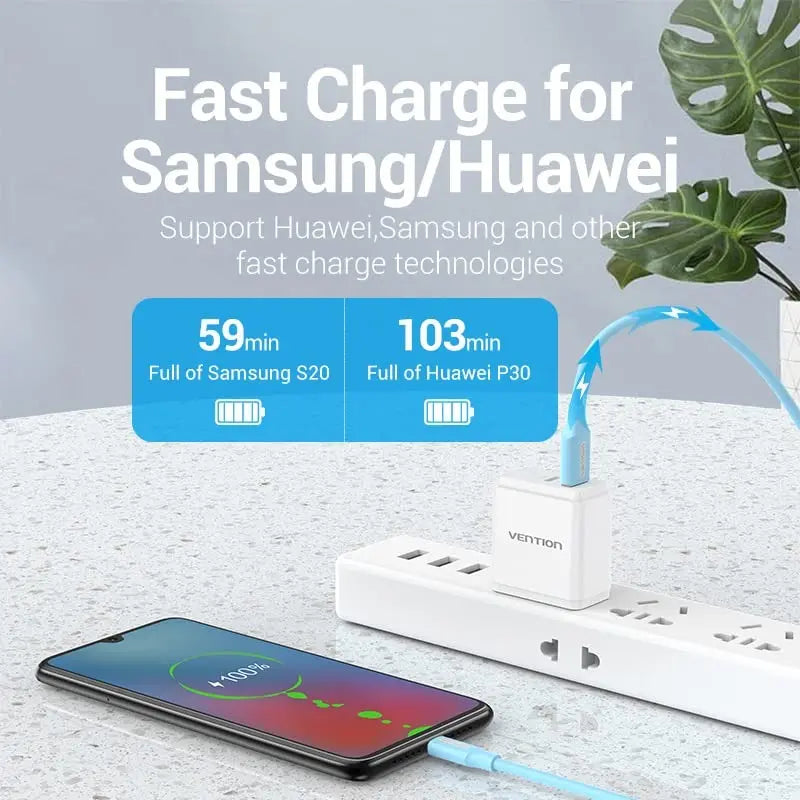 Cable Usb A Usb-c 2,0 Carga Y Datos Celeste 3a 1m Vention