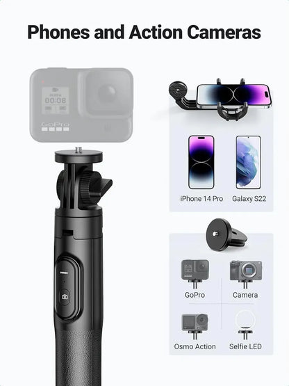 Palo Selfie + Tripode Bluetooth Celular Remoto 360 Ugreen Negro