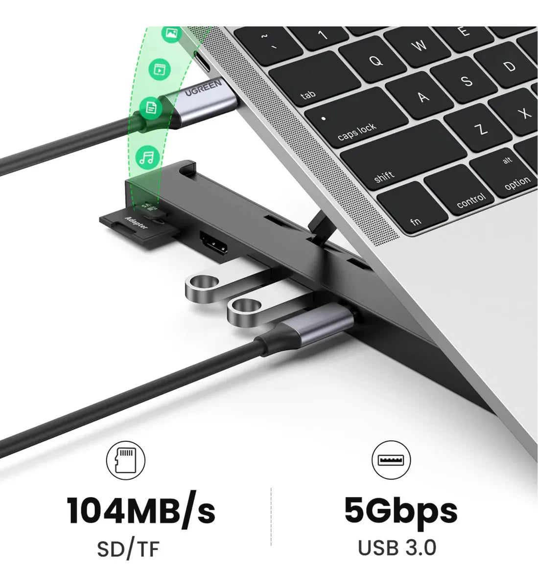 Soporte Hub Docking Plegable Usb 3,0 Hdmi 4k Lectora Ugreen