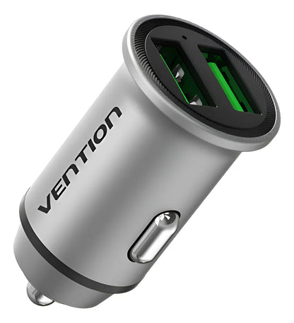 Cargador De Celular Para Auto Usb X2 Led 18w 2,4a Vention Gris