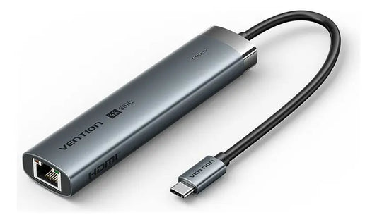 Hub Usb Multipuerto 6 En 1 Vention Usb C 3,2 Rj45 Hdmi 4k Plateado