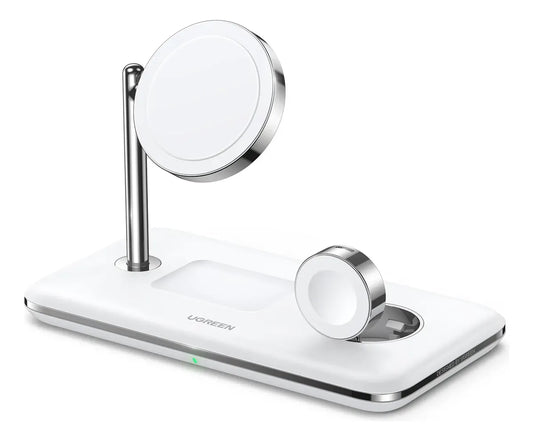 Estacion Carga Inalambrica 3 En 1 Ugreen iPhone Apple Watch Blanco