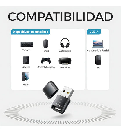 Receptor Bluetooth 5,3 Usb Adaptador Para Pc 20m Ugreen