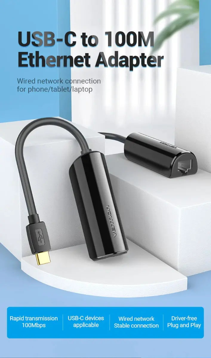 Adaptador Usb-c A Red Rj45 Ethernet Lan 100mbps Vention