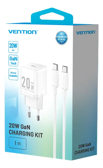 Cargador Con Cable Adaptador Carga Rapida Usb C 20w Vention