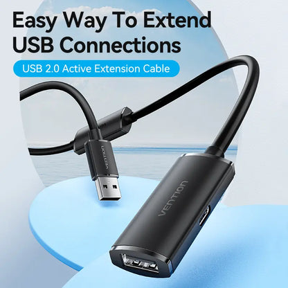 Cable Alargue Extensor Usb Activo Macho Hembra 25m Vention - Negro