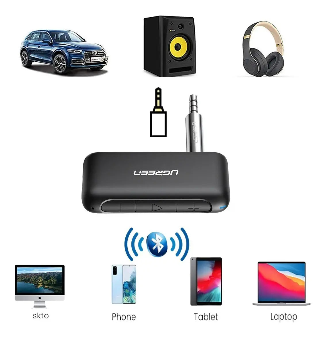 Receptor Adaptador Bluetooth 5,0 Ugreen Control Volumen Auto