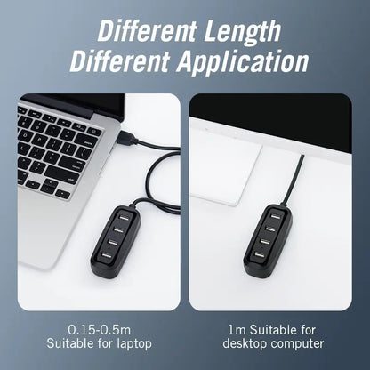 Hub Usb Vention 4 Puertos 2,0 + Cable,- Negro