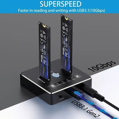 Docking Station Fideco Clonador Dual M,2 Nvme Sata Ssd