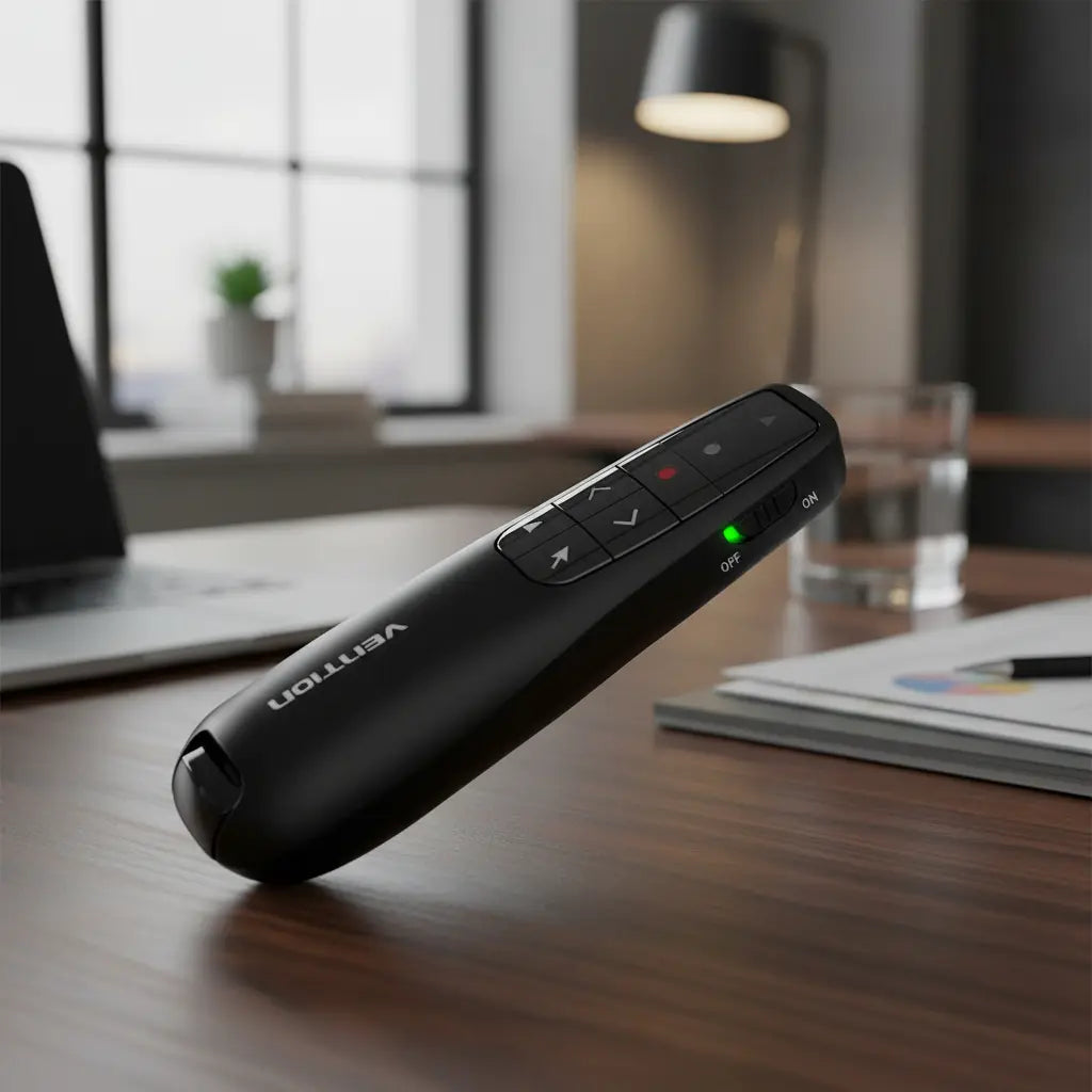 Control Presentador Puntero Laser Usb Y Usb C Rojo Vention Negro