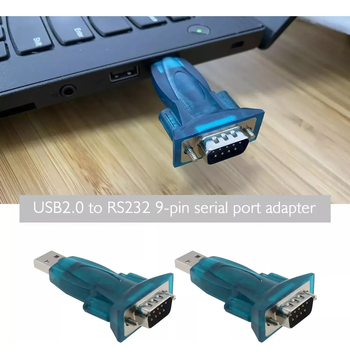 Adaptador Usb 2,0 A Db9 Macho 9 Pines Premium Evox Azul