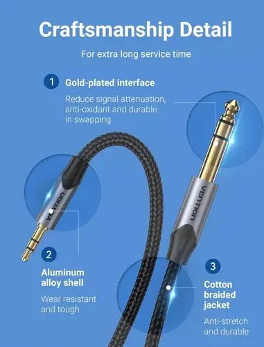 Cable Audio Trs Aux 3,5mm Macho A 6,5mm Macho 5 M Vention