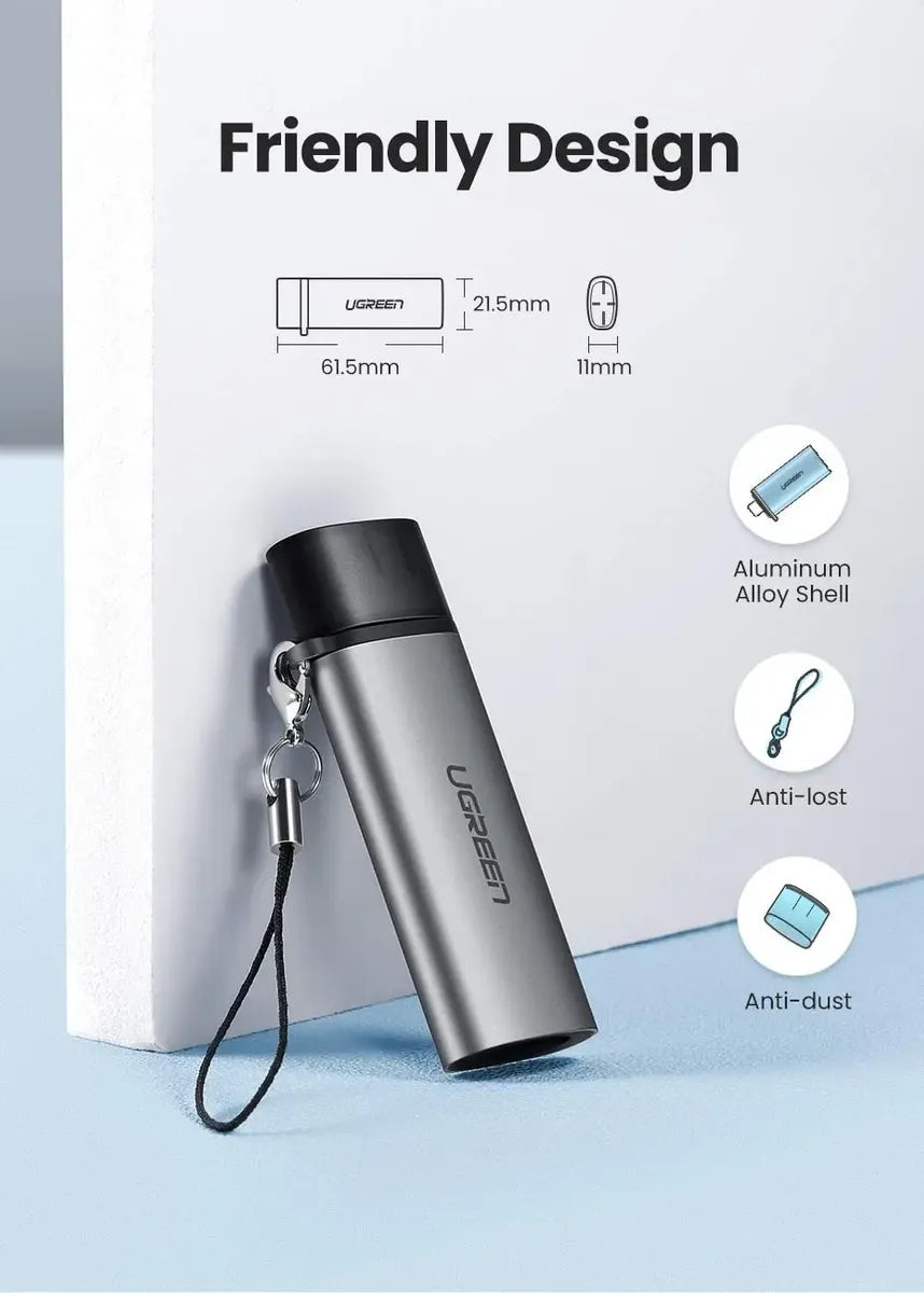Lector De Tarjetas Usb C Para Celulares Y Notebook Ugreen Gris