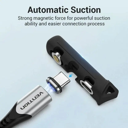 Porta Ficha De Cable Magnetico Usb-c Y Lightning Vention Negro