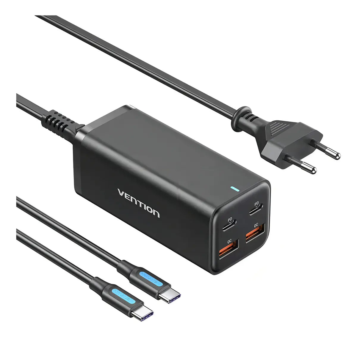 Cargador Enchufe Usb C Adaptador 4 Puertos 100w Pd Vention