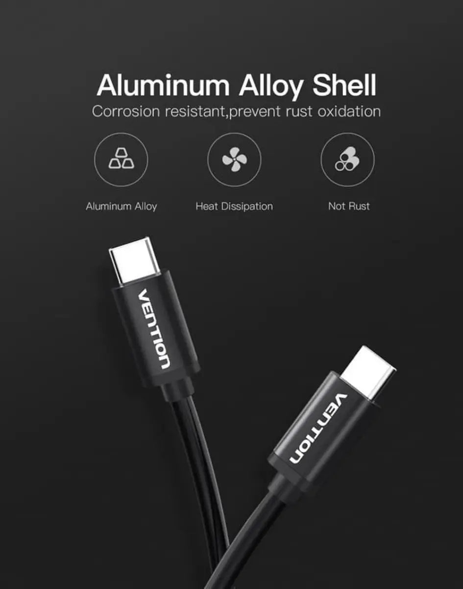Cable Premium Usb Tipo C A Usb Tipo C - 1 Metro Vention Negro