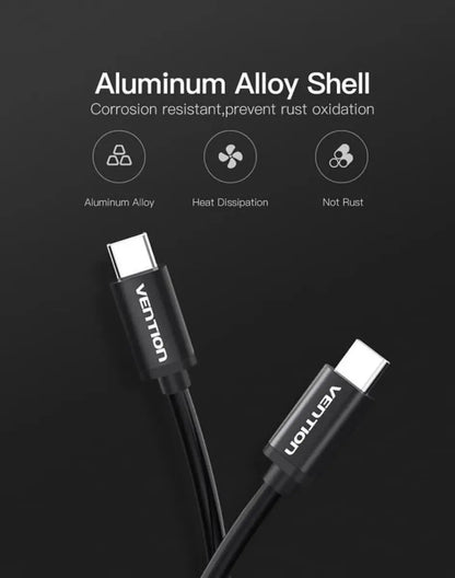 Cable Premium Usb Tipo C A Usb Tipo C - 1 Metro Vention Negro